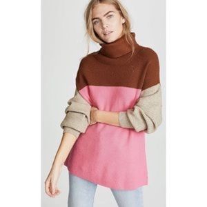 Free People Color Block Turtleneck Sweater